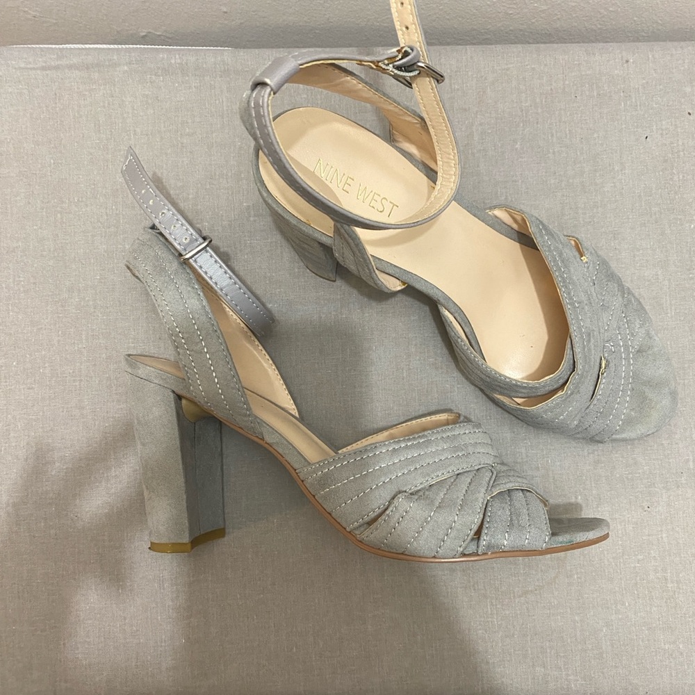 Nine West light blue suede Heeled Sandals